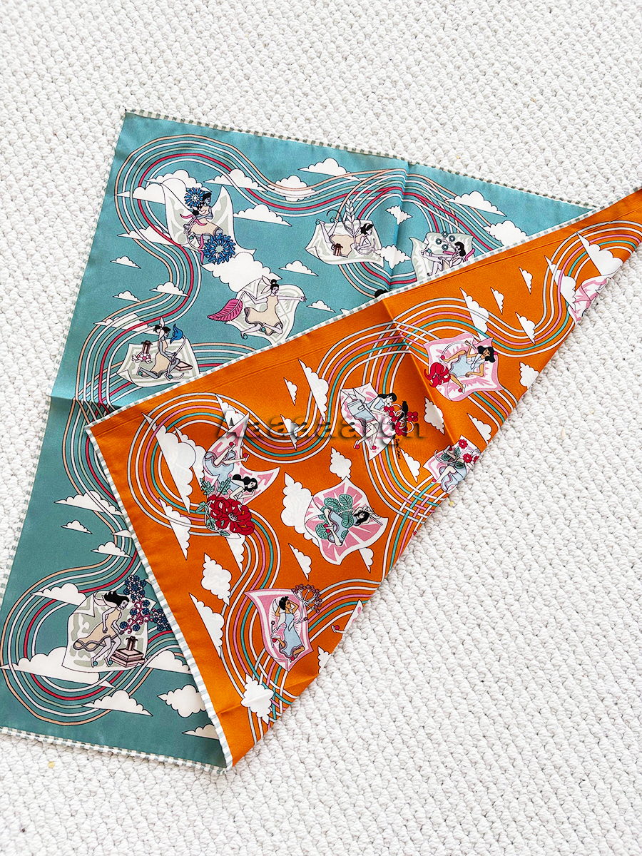 Luxury Bags Hong Kong - Double Faced Print Scarf Silk Twill