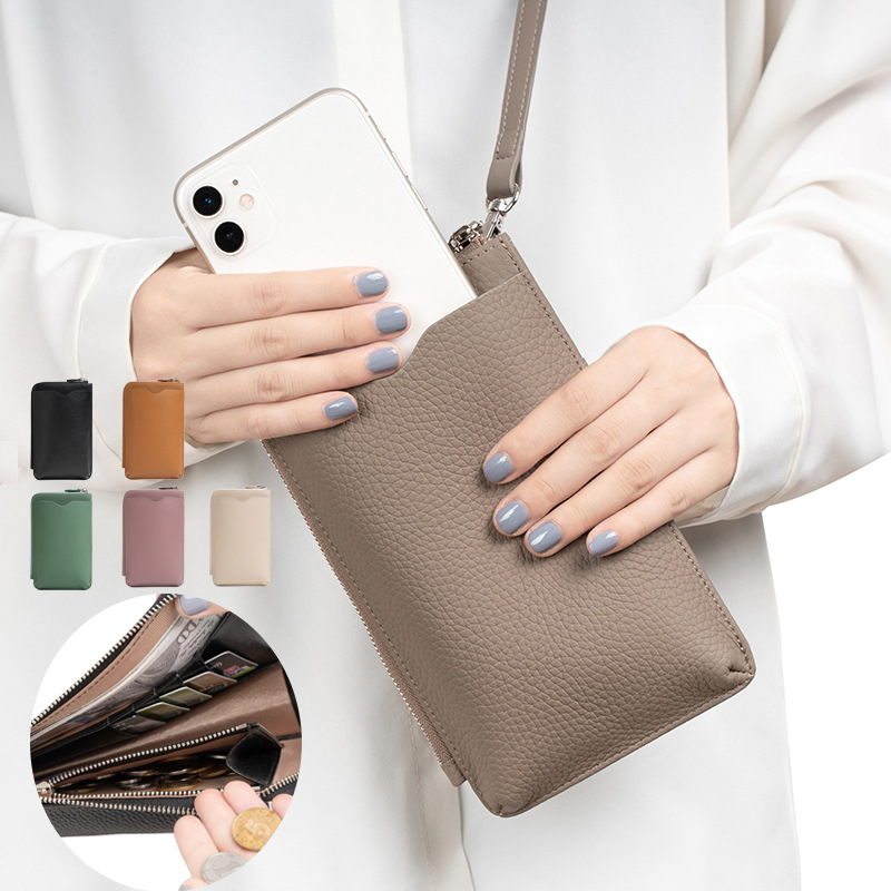 Luxury Bags With Zipper - Fashion Genuine Leather Phone Crossbody Bag