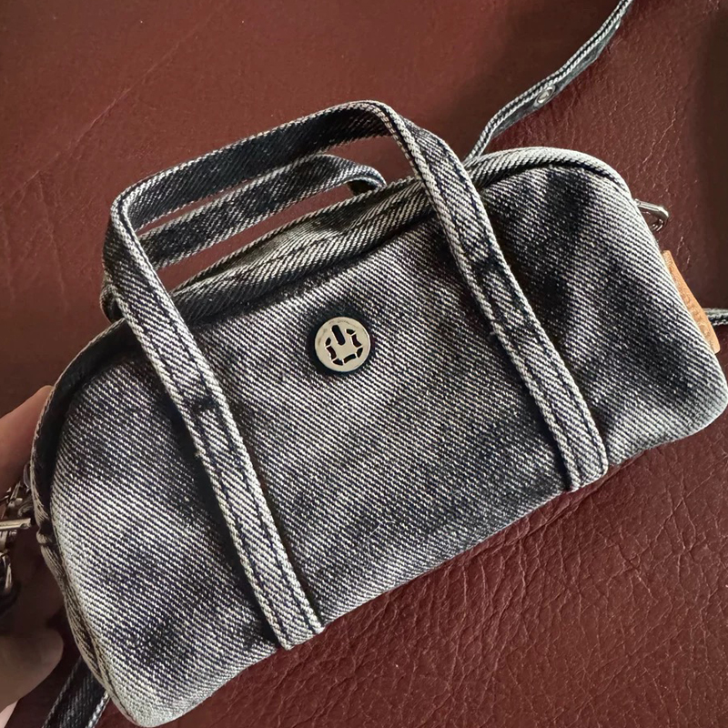 Luxury Bags With Zipper - Korean Casual Mini Denim Box Bags