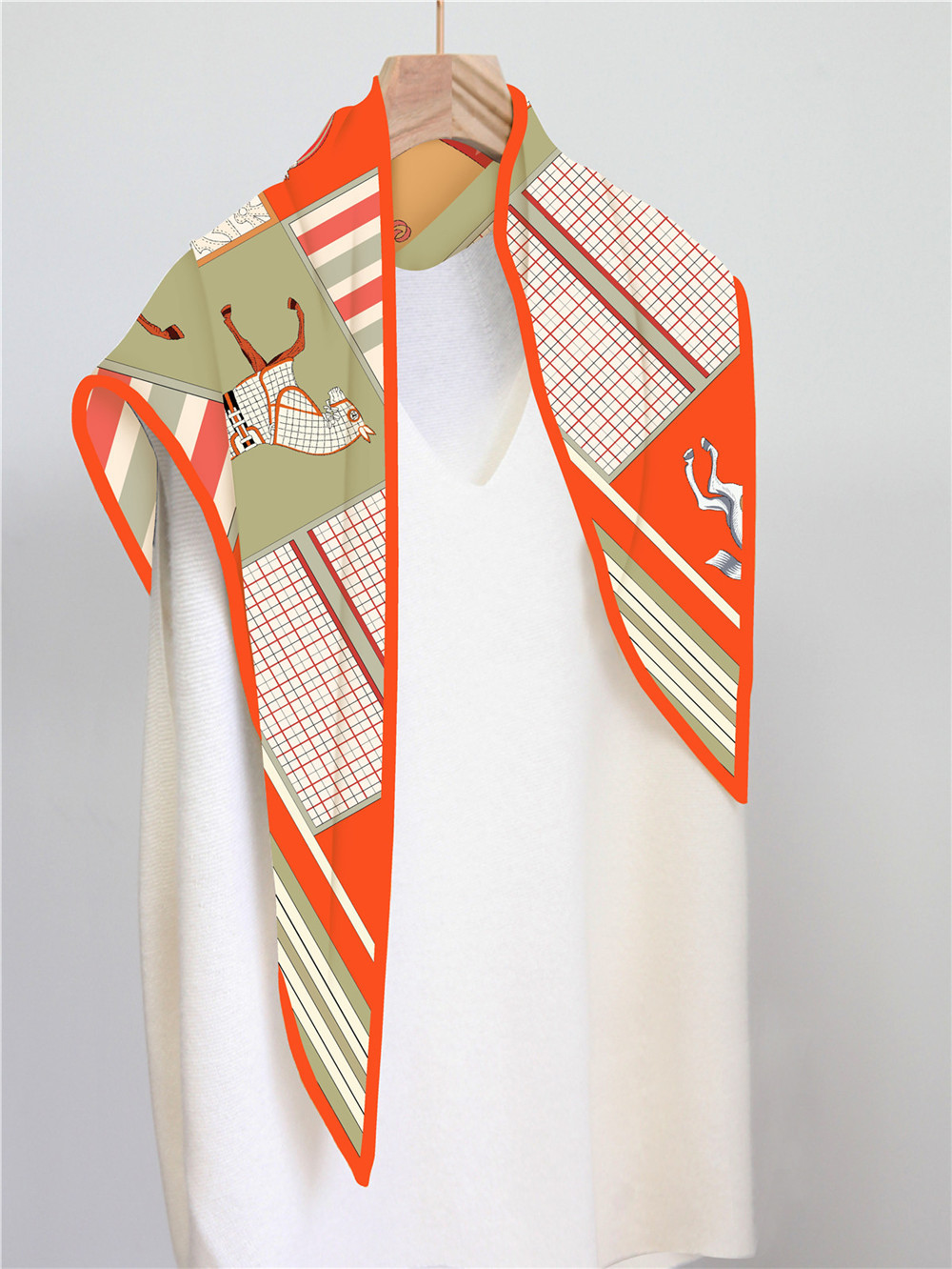 Luxury Bags Hong Kong - Horse Large Triangle Silk Scarf Luxury