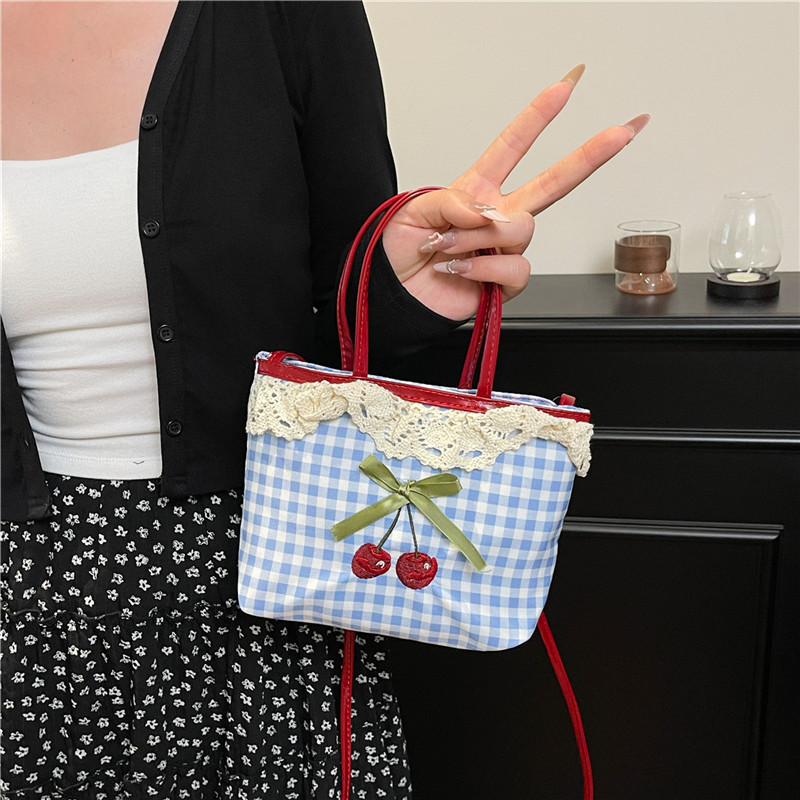 Luxury Bags With Zipper - Women's New Handbag Korean Checkered Polka