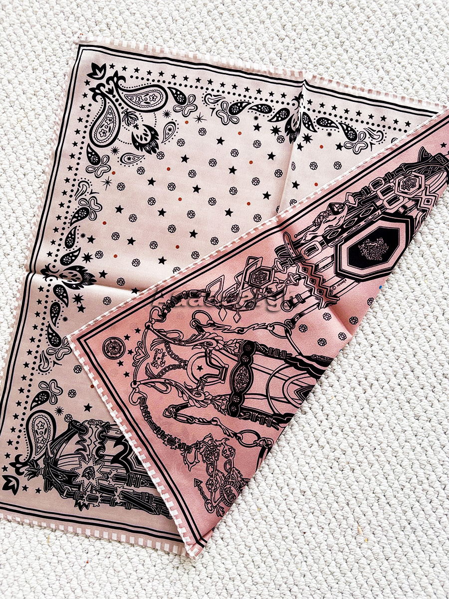 Luxury Bags Hong Kong - Double Faced Print Small Silk Scarf