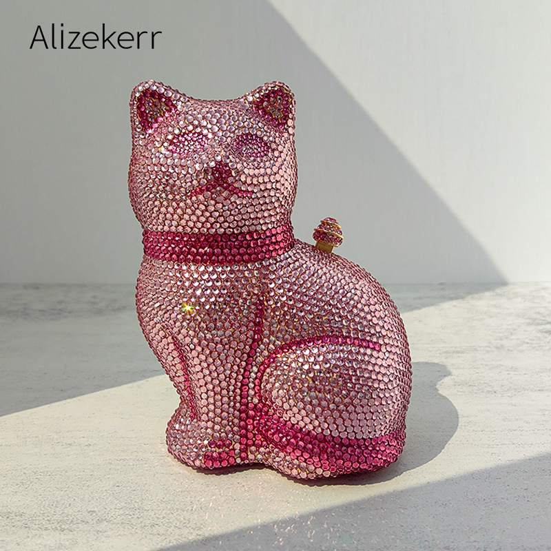 Luxury Bags Classy - Alizekerr Cat Shaped Diamond Evening Bags