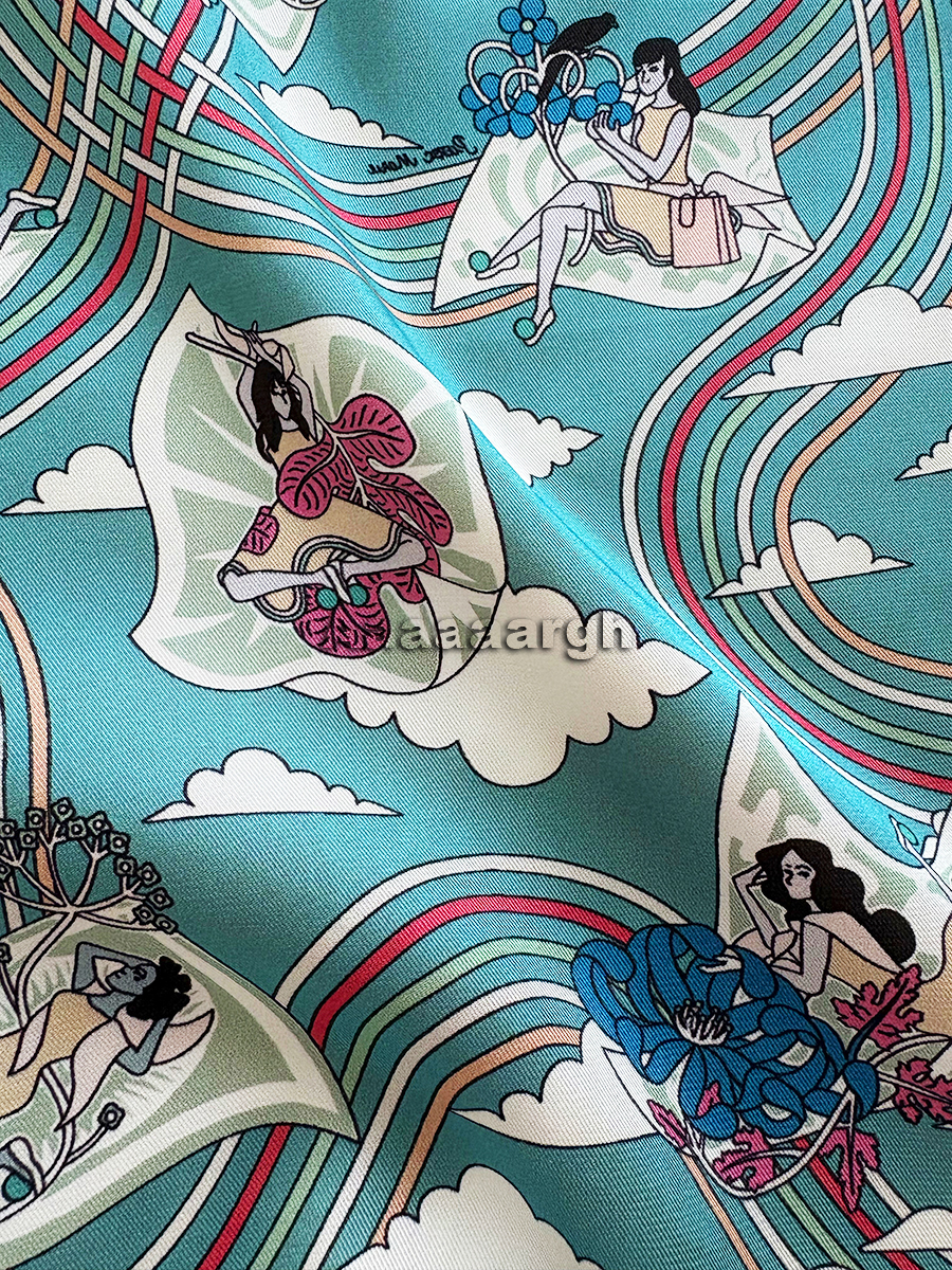 Double Faced Print Scarf Silk  - đánh giá và giá Luxury Bags Hong Kong