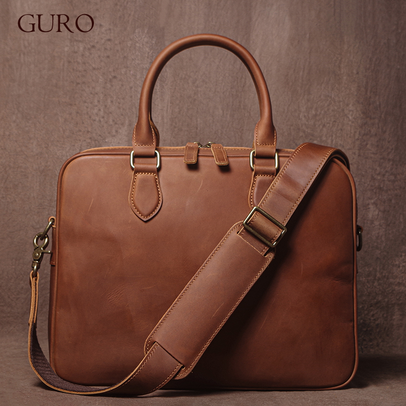 GURO Men Crazy Horse Cowhide B - đánh giá và giá Luxury Bags With Zipper
